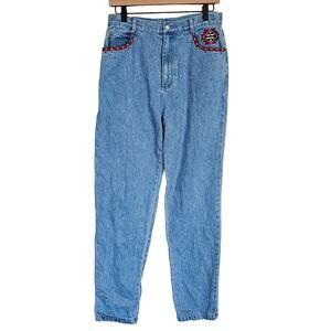Lew Magram Light Wash Denim Jeans Vintage Women's 10 Southwestern Embellished